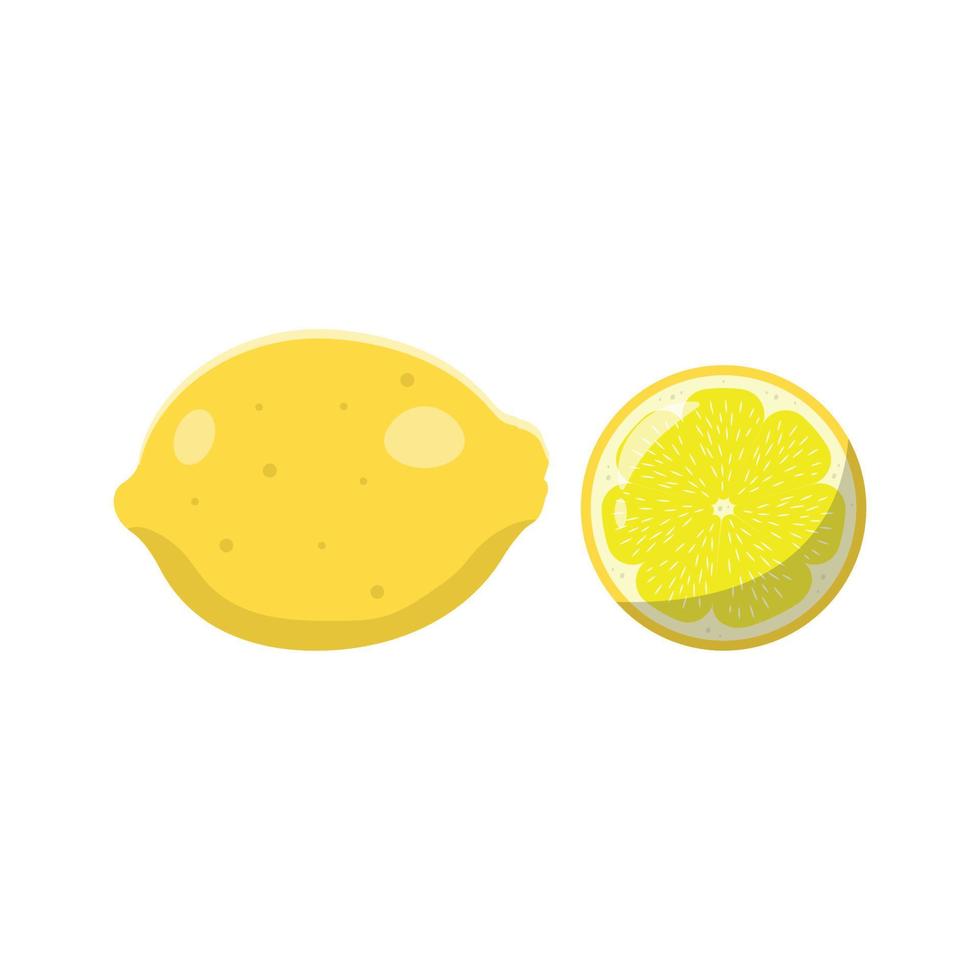 ilustração plana de limão. elemento de design de ícone limpo em fundo branco isolado vetor