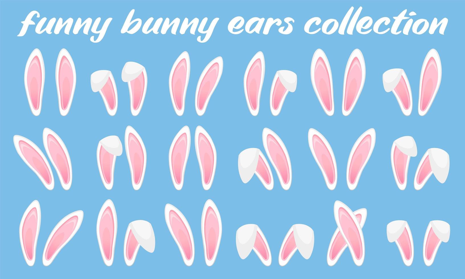 coleção de orelhas de coelho para a páscoa. conjunto de máscaras isoladas em branco. ilustração vetorial vetor