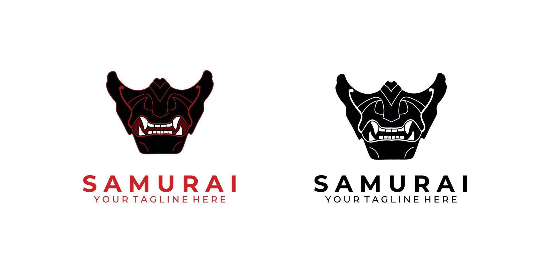 design de logotipo samurai ilustração de arte vetorial moderna rosto máquina tecnologia robô ícone estilo vintage vetor