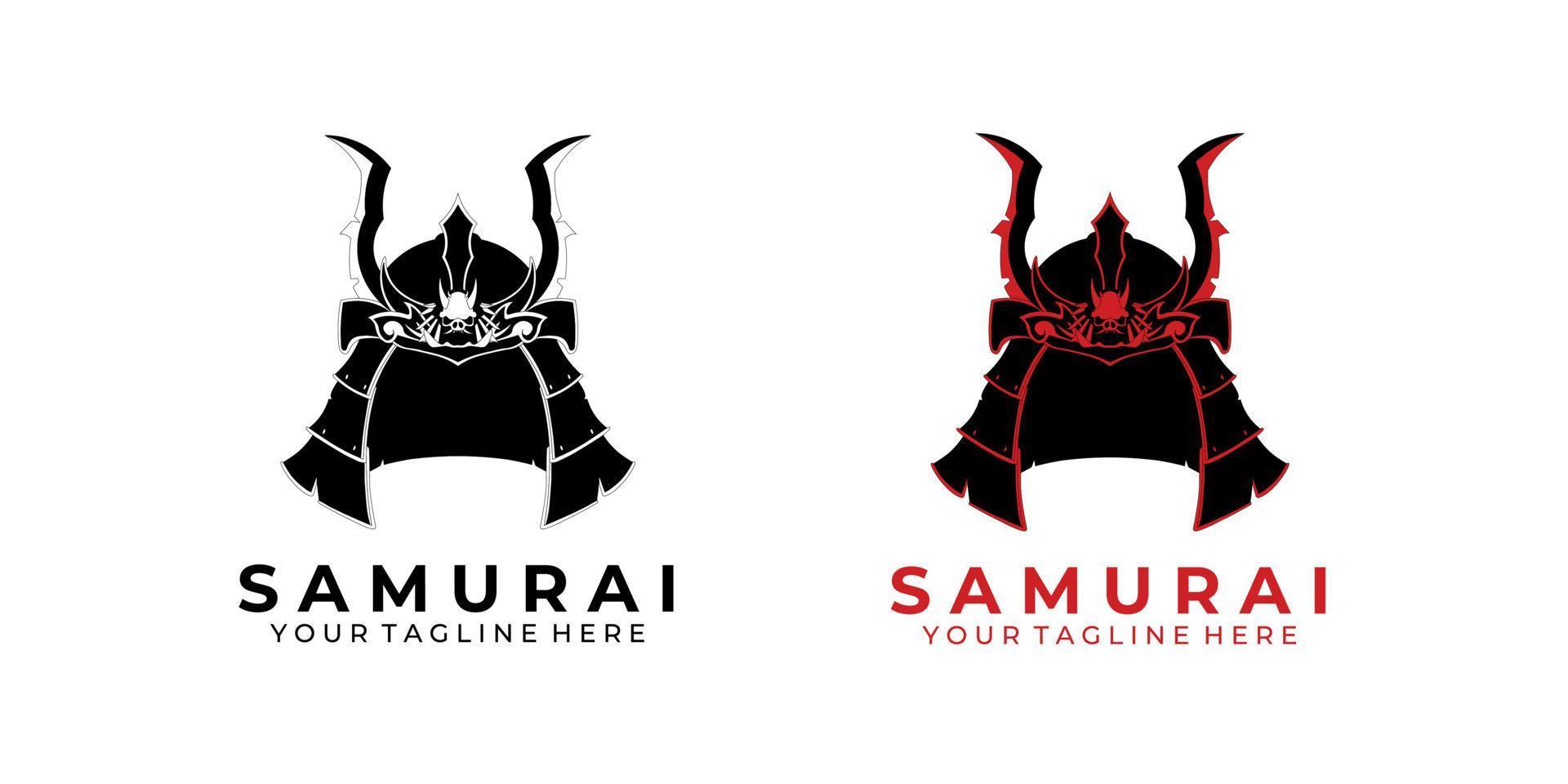 design de logotipo samurai ilustração de arte vetorial moderna rosto máquina tecnologia robô ícone estilo vintage vetor