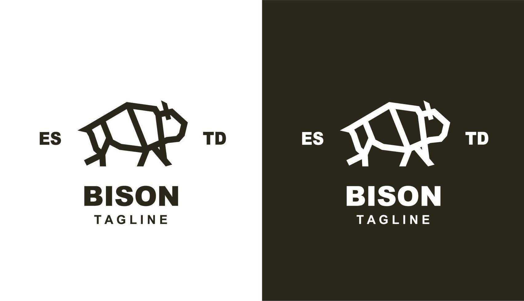 bison geometris monoline retro. touro simples para logotipo para marca e empresa vetor