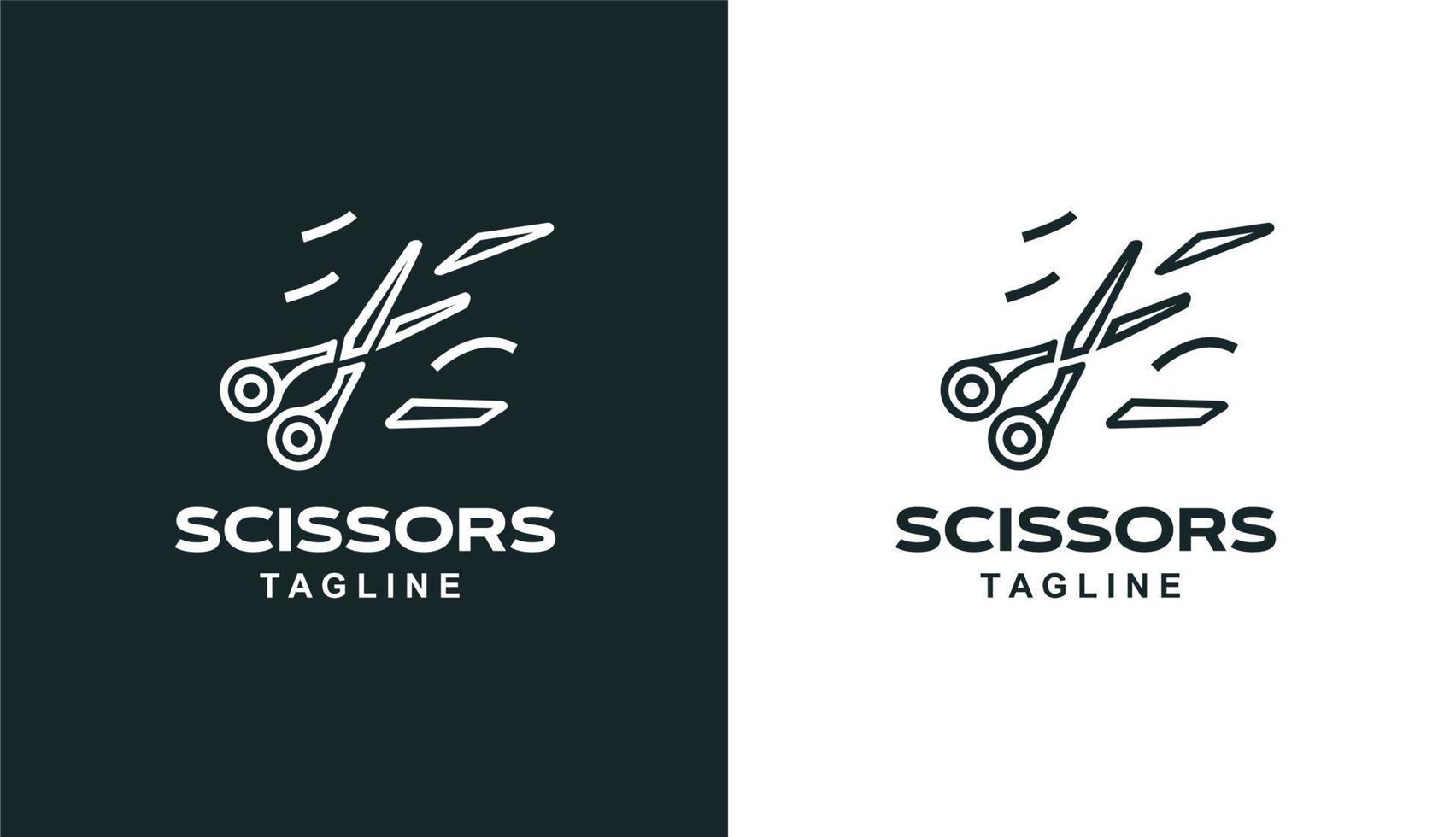 logotipo simples de tesoura monoline para marca e empresa de barbearia vetor