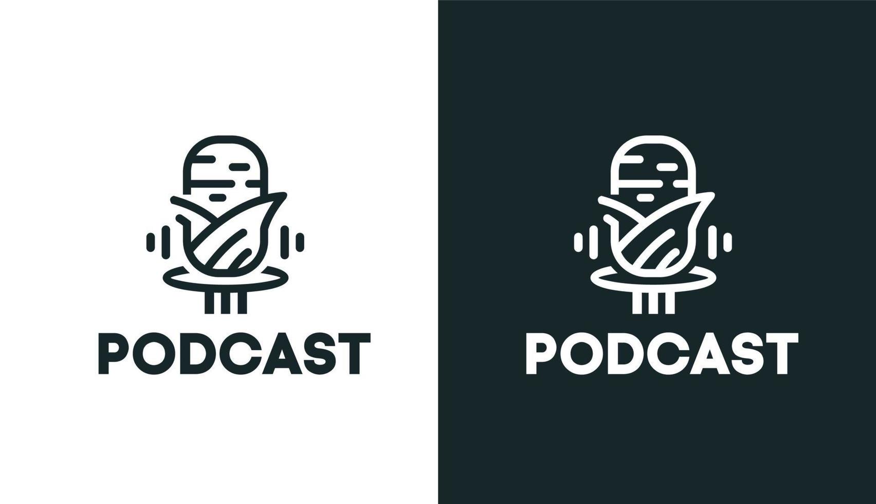 podcast natural simples. logotipo de milho clássico de podcast para música de podcast vetor