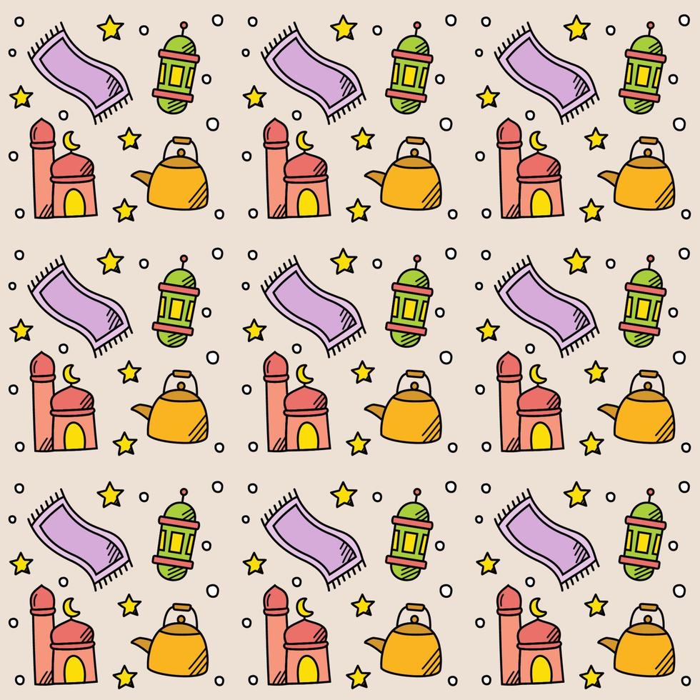 design de vetor padrão sem costura doodle ramadã