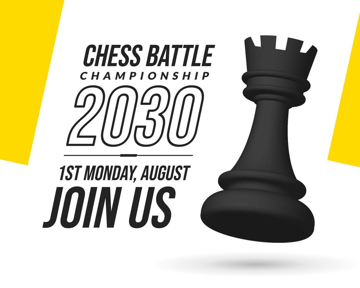 fundo de xadrez 3d realista, modelo de banner de competição de batalha de torneio, estratégia de negócios e conceito de gerenciamento vetor