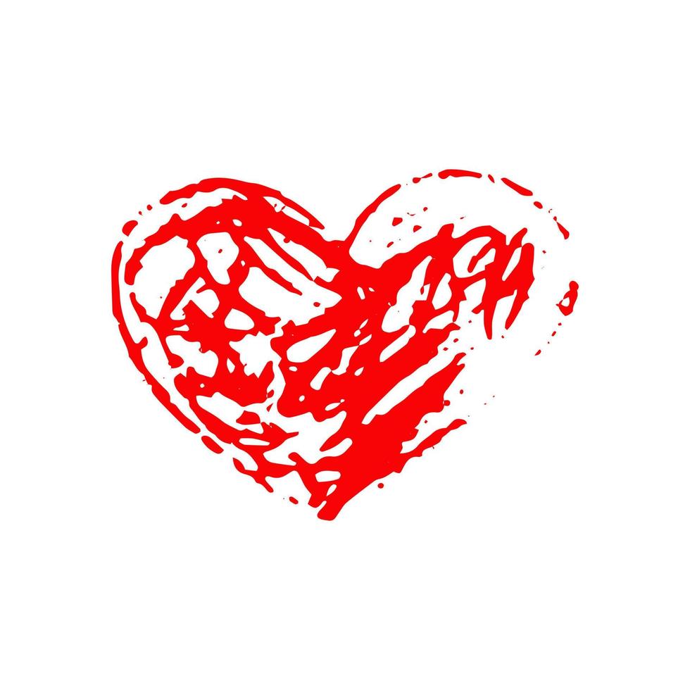doodle desenhado de mão de coração. vetor, minimalismo, ícone, adesivo, decoração amor dia dos namorados vermelho vetor
