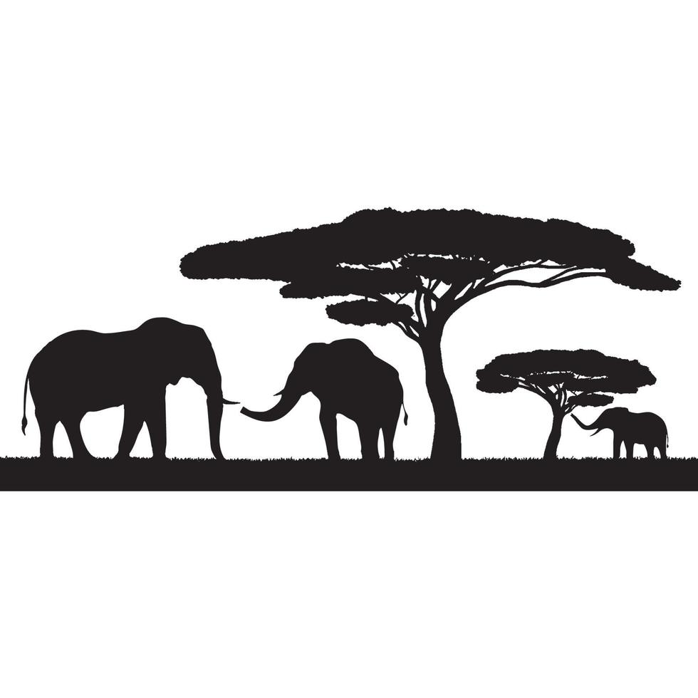 safári savana vida selvagem elefante e girafa vetor