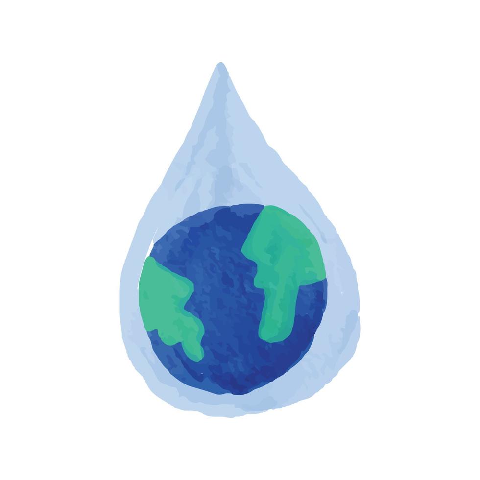 salvar água terra ilustração em aquarela vetor