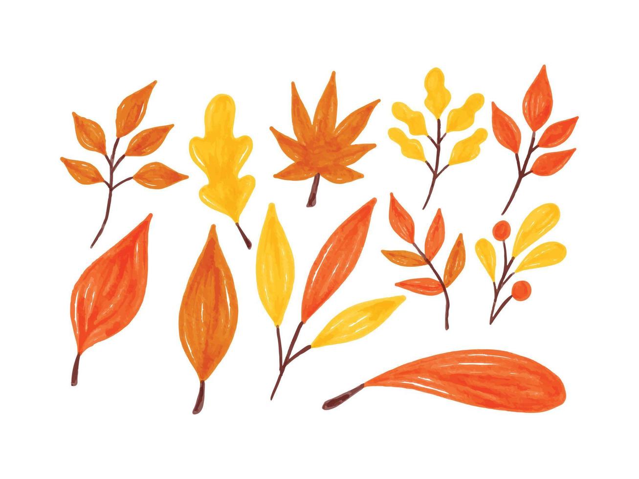 coleção de ilustração em aquarela de folha de outono vetor