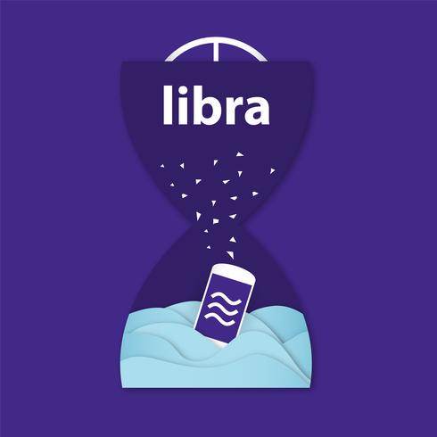 Sinal de Libra para nova moeda criptografada. Ilustração vetorial no design plano vetor