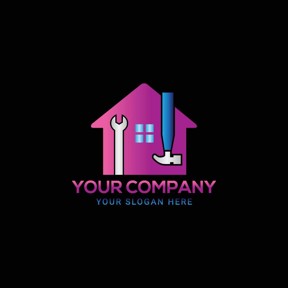 design de logotipo de reparo de casa colorida vetor