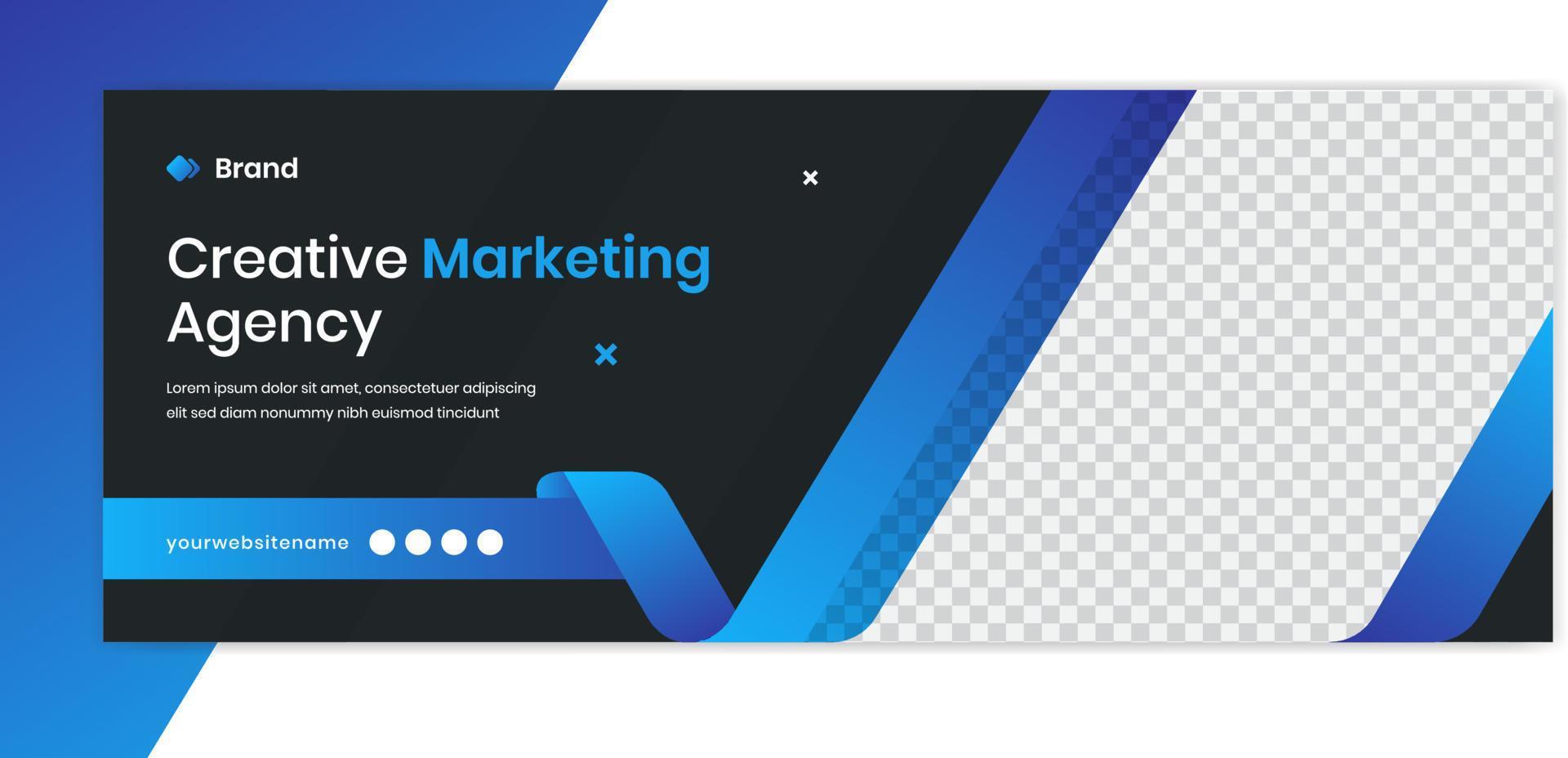 modelo de design de banner corporativo gradiente azul, vetor de layout de negócios