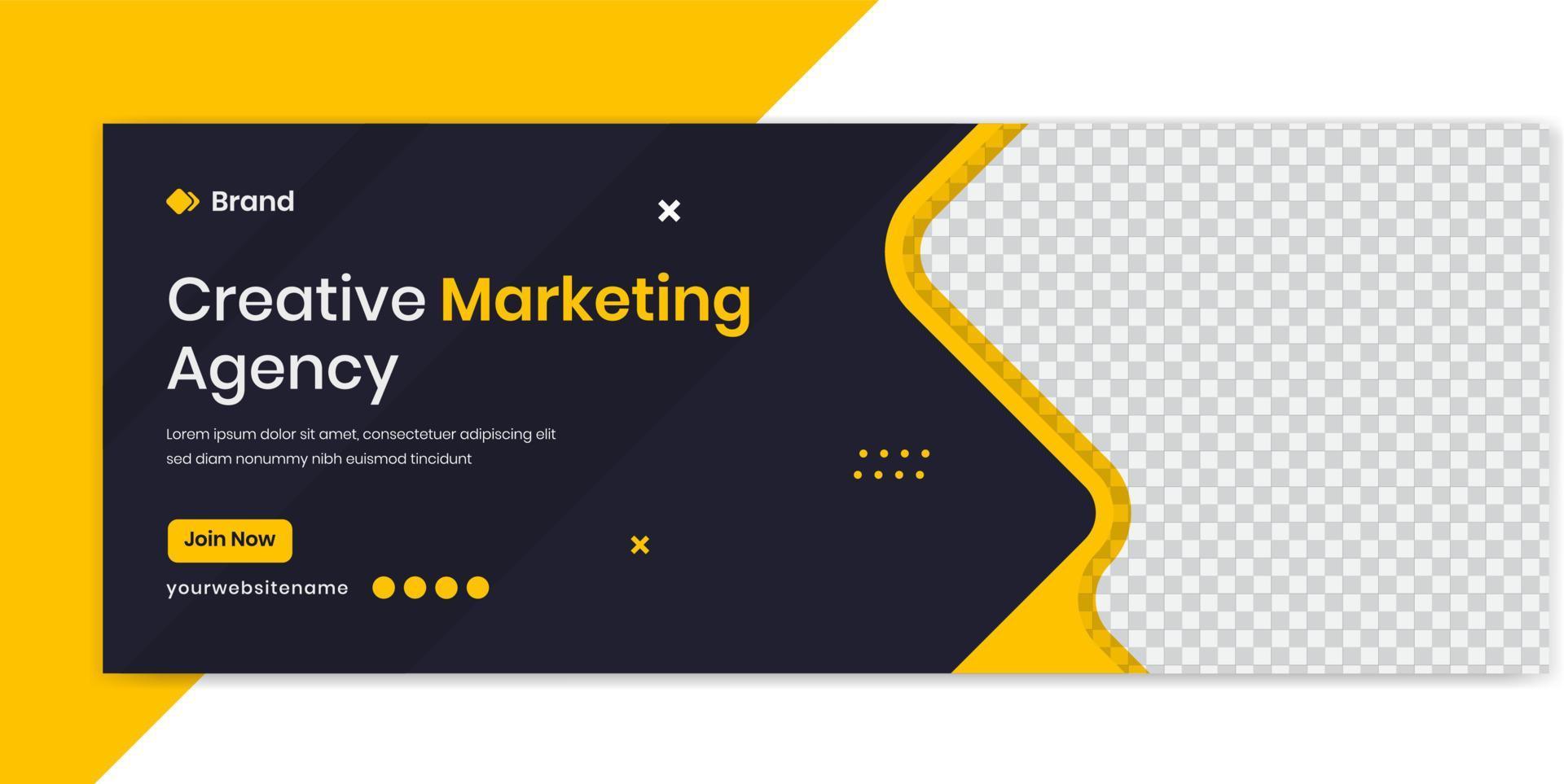 modelo de design de banner corporativo amarelo, vetor de layout de marketing digital criativo