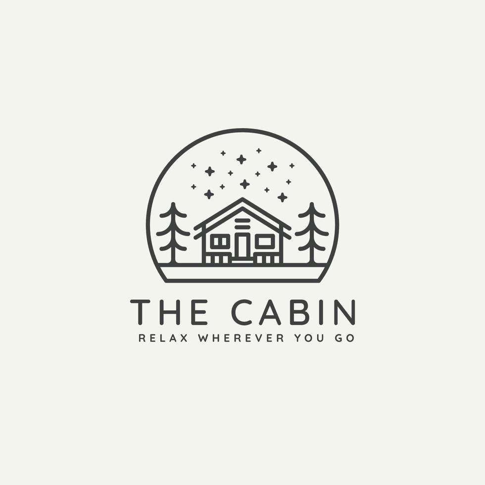 ícone de logotipo de arte de linha minimalista de cabine de habitação de inverno vetor