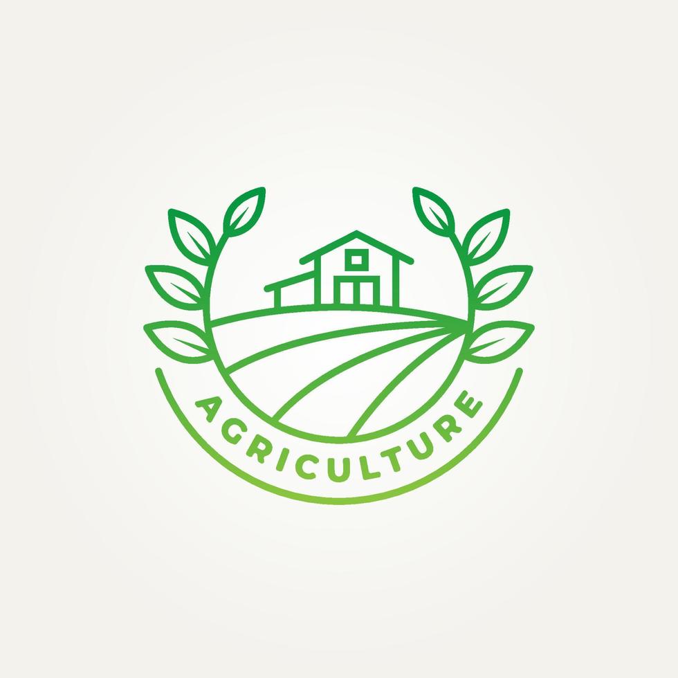 logotipo de distintivo de arte de linha minimalista de celeiro de agricultura vetor