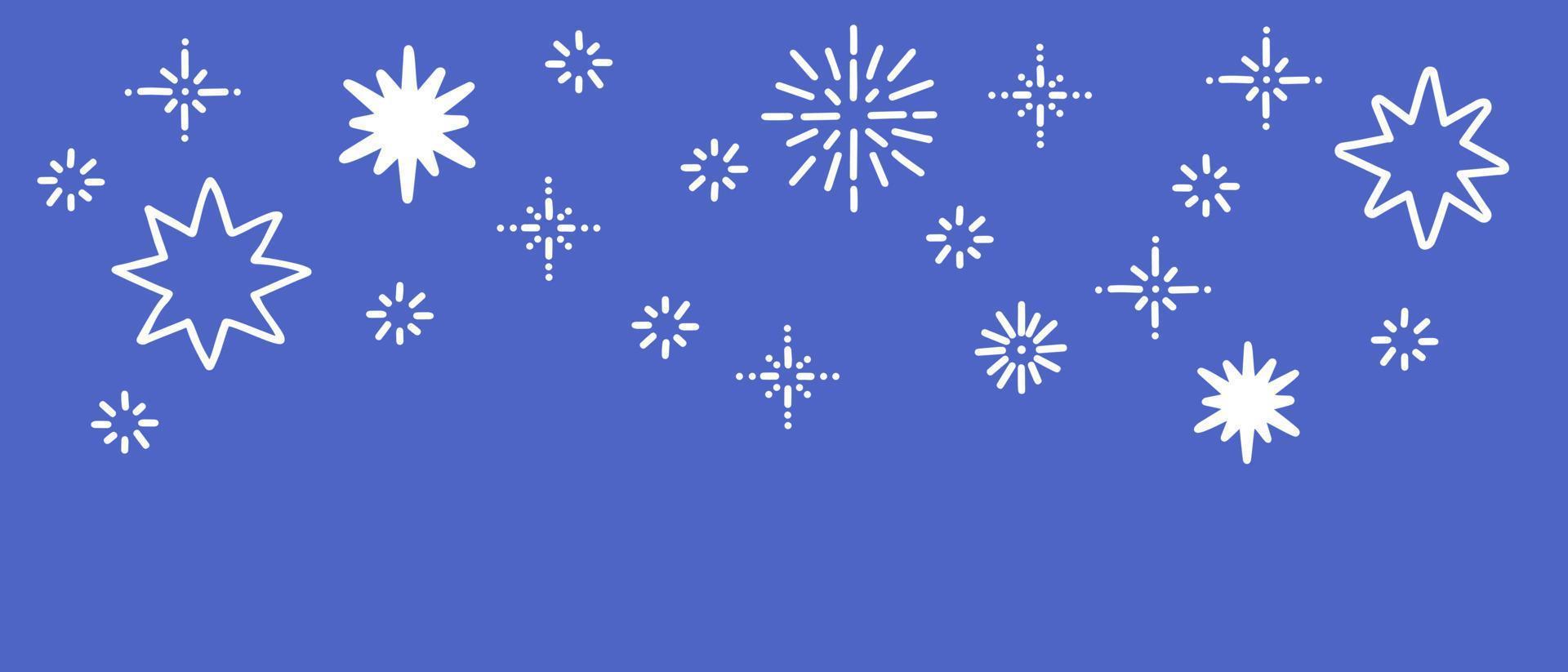 estrelas na fronteira de vetor sem costura do céu. doodle bandeira de estrelas desenhadas à mão, decoração para quarto de crianças, design de interiores. modelo de banner horizontal para web