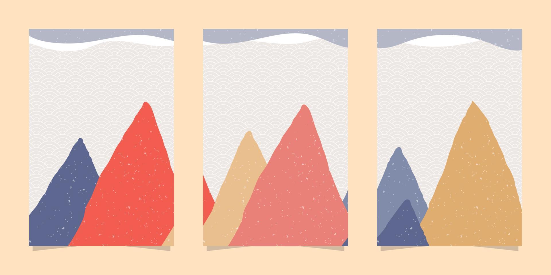 conjunto de capa japonesa estilo ondulado mínimo colorido vetor