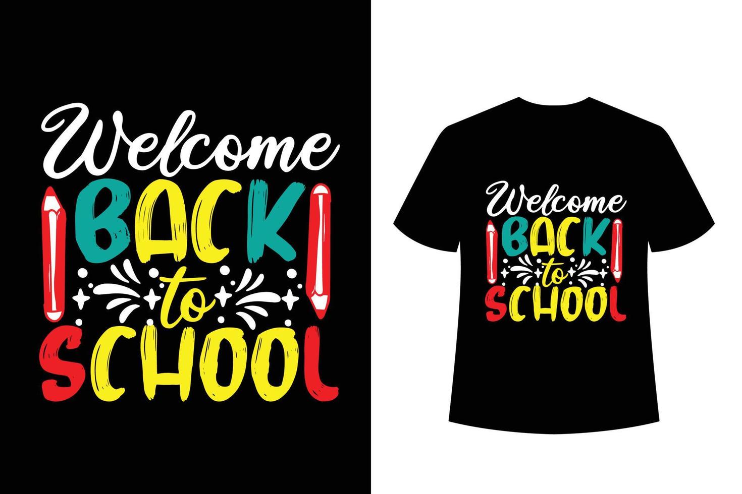bem-vindo de volta à escola linda camiseta tipografia de fonte infantil - camiseta de volta à escola pronta para impressão vetor