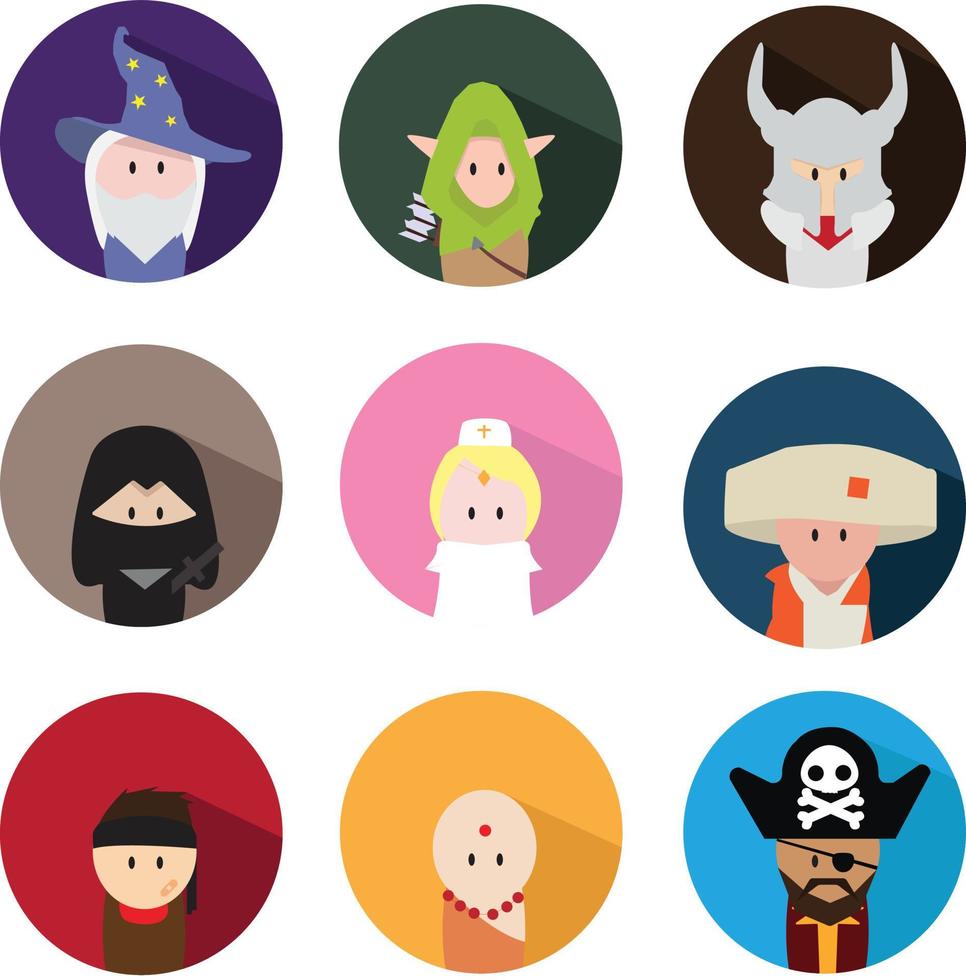 ícones de jogo de avatar de personagem vetor