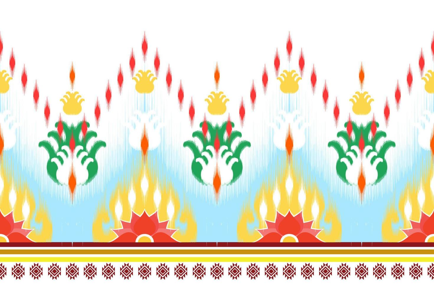 design de padrão sem emenda étnico ikat. tecido asteca tapete mandala ornamento chevron têxtil decoração papel de parede. peru tribal índio africano tradicional bordado ilustrações vetoriais fundo vetor