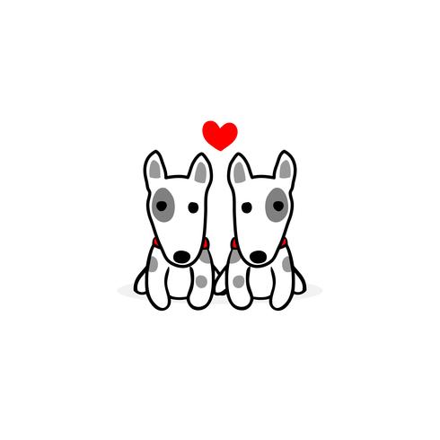 Ilustração do dia dos namorados. Casal terrier cachorro apaixonado. vetor