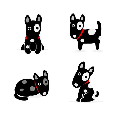 Conjunto de cão bonito dos desenhos animados. Ilustração vetorial vetor