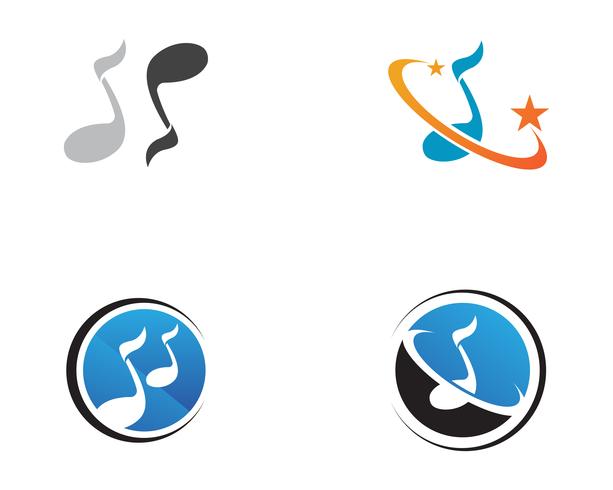 Logotipo de símbolos de nota de música e modelo de ícones, vetor