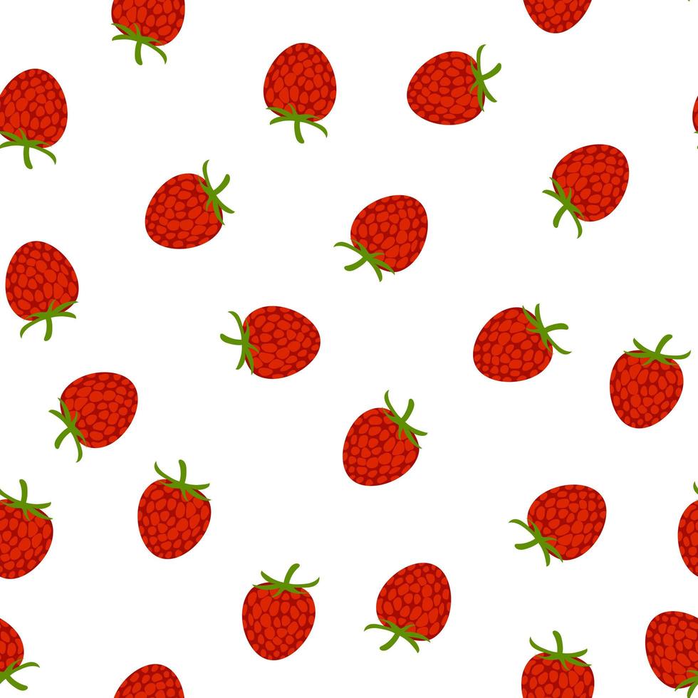 padrão simples com framboesas em fundo branco. ilustração vetorial de frutas e bagas coloridas de verão vetor
