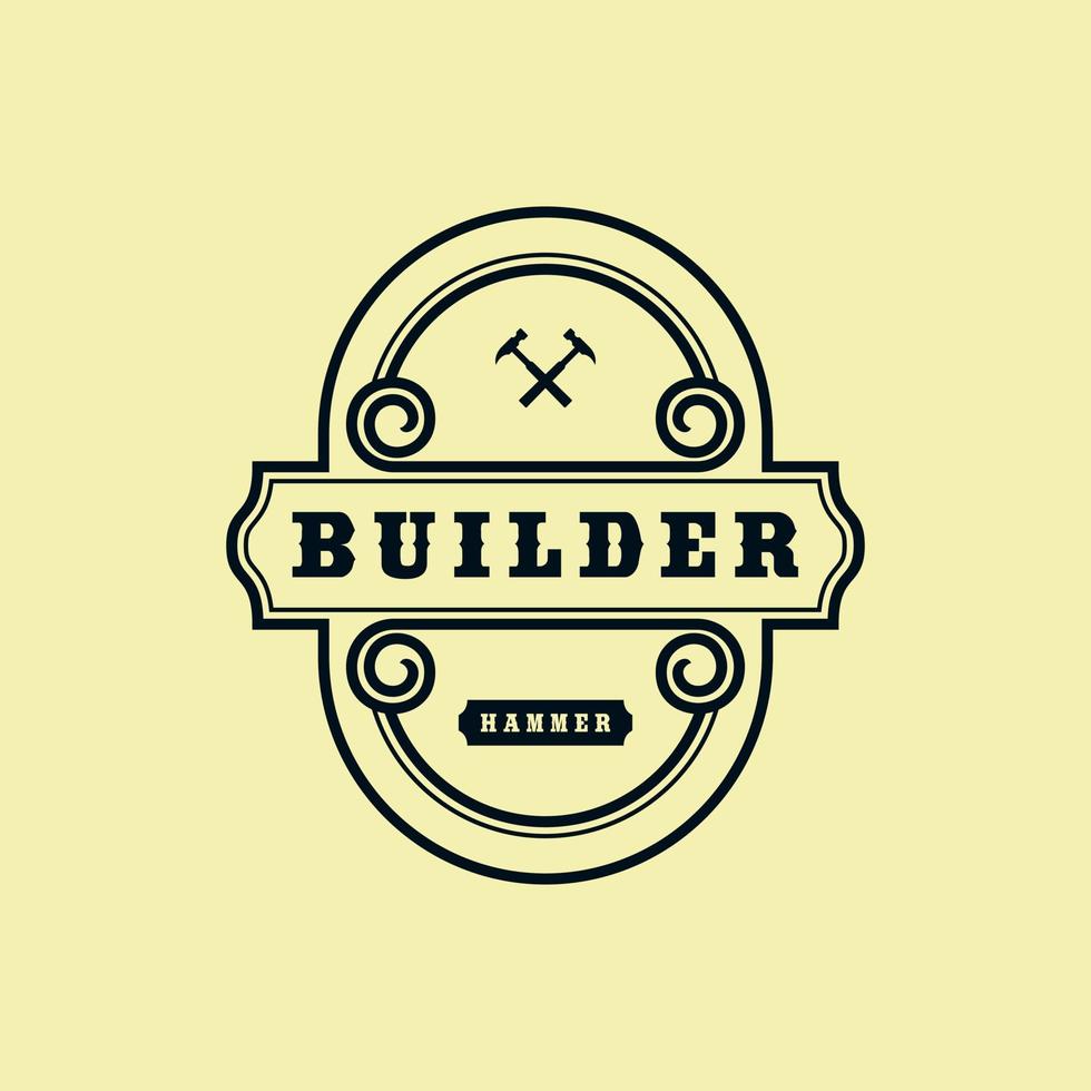 inspiração de design de logotipo do construtor. construção civil. logotipo clássico de estilo retrô vintage vetor