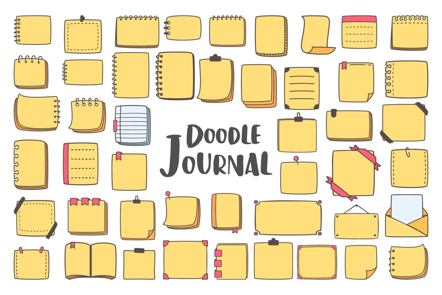 conjunto de doodle de diário de bala. elementos de notebook planejador desenhados à mão vetor