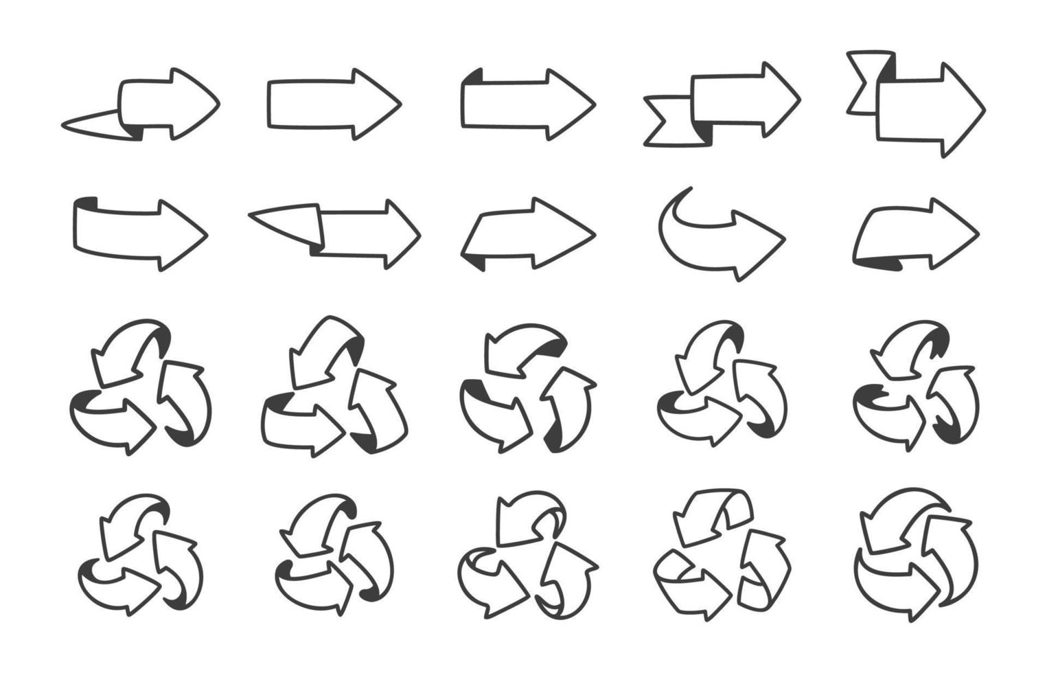 conceito de reciclagem de seta de redemoinho triangular desenhado à mão vetor