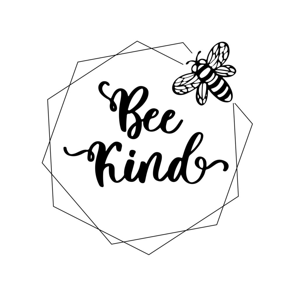 frase de letras desenhadas à mão de abelha para camiseta, roupas, design de vestuário com abelha. vetor