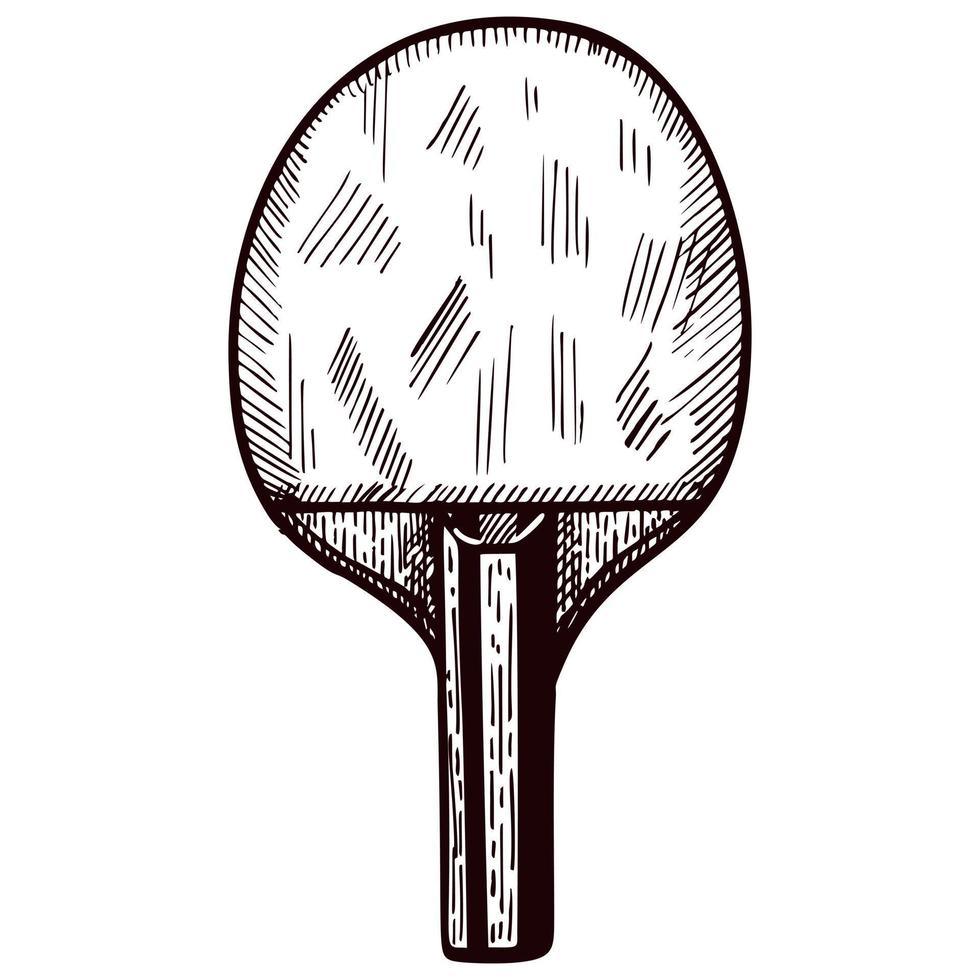 esboço de raquete de pingue-pongue isolado. elementos de esporte vintage para estilo desenhado de mão de tênis de mesa. vetor