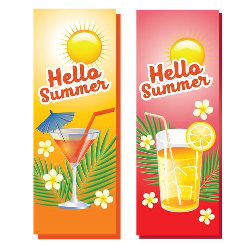 Olá Verão bebidas banner vertical vetor