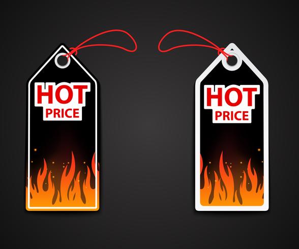 Etiquetas de preço quente com chama de fogo vetor