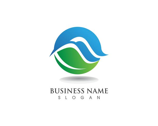 Logotipo de natureza e folha de onda vetor