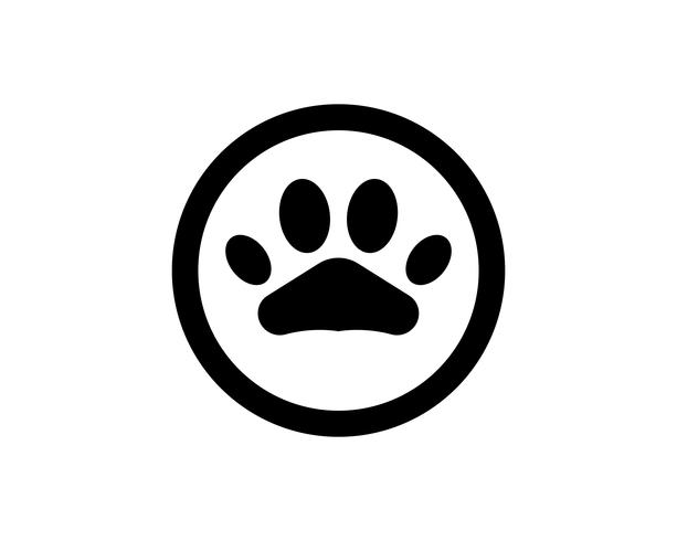 Logotipo de animal de estimação de cão de impressão de pé e símbolos vetor