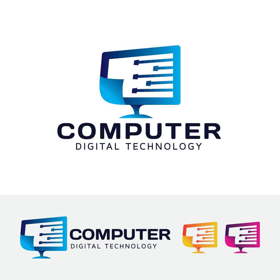 design de logotipo de tecnologia de computador vetor