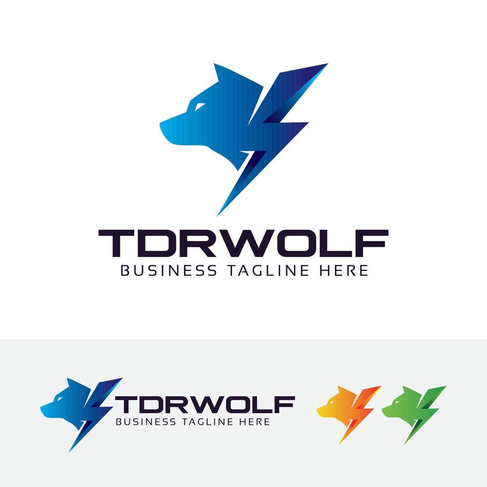 design de logotipo de lobo do trovão vetor