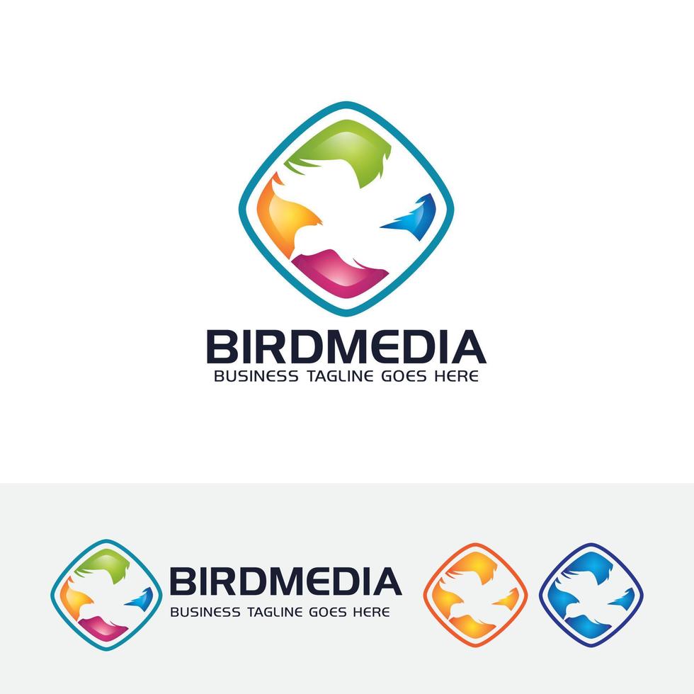 design de logotipo de vetor de mídia de pássaros