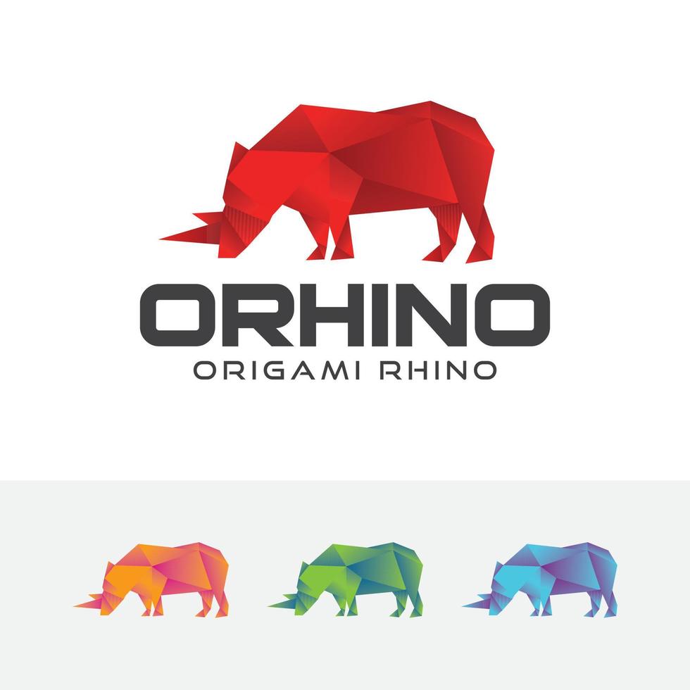 design de logotipo de rinoceronte de origami vetor