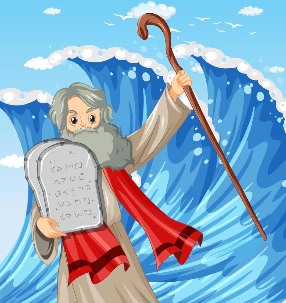 Moisés segurando a pedra dos dez mandamentos vetor