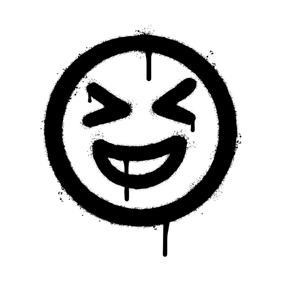 graffiti sorridente rosto emoticon pulverizado isolado no fundo branco. ilustração vetorial. vetor