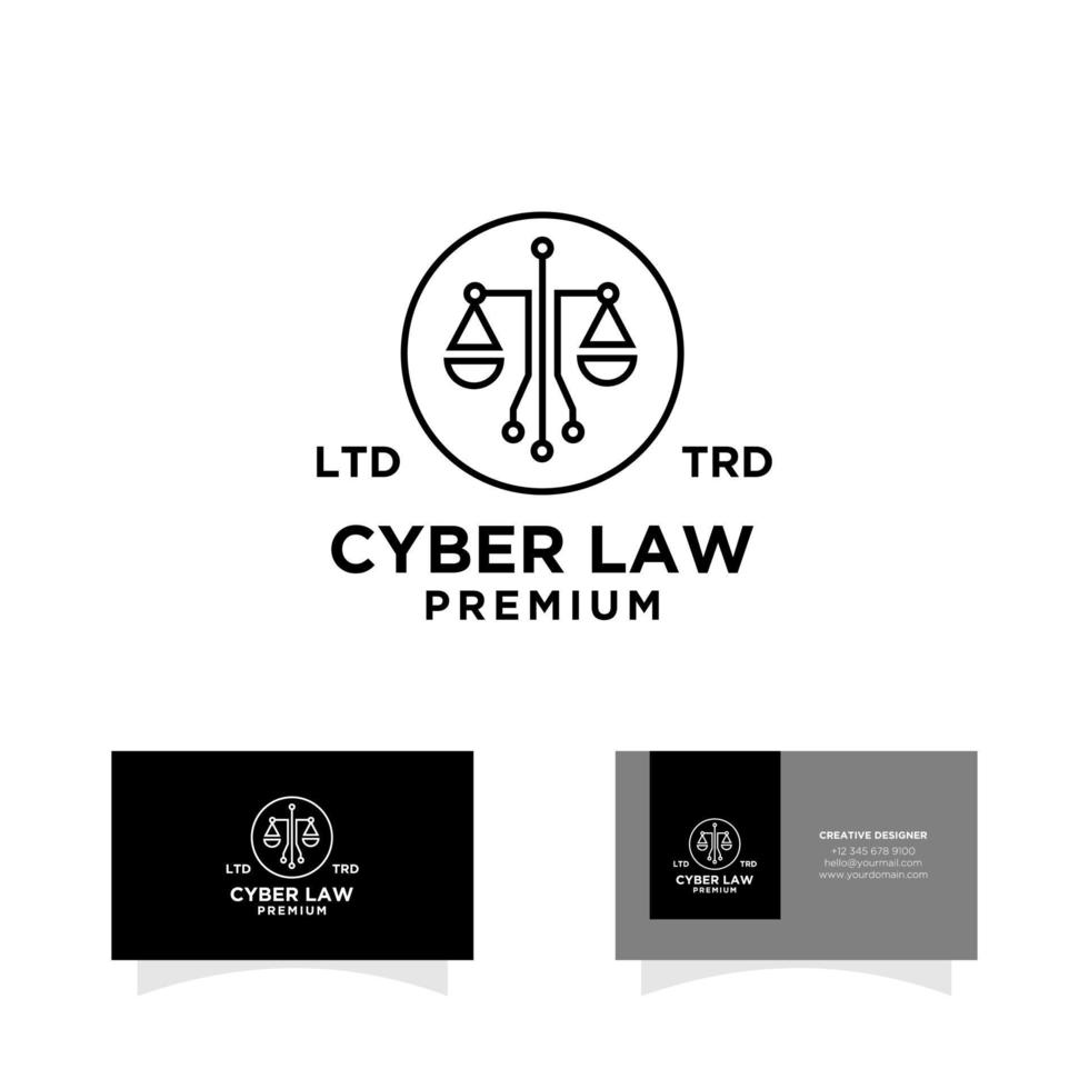 ilustração de design de ícone de logotipo de escritório de advocacia de justiça cibernética vetor