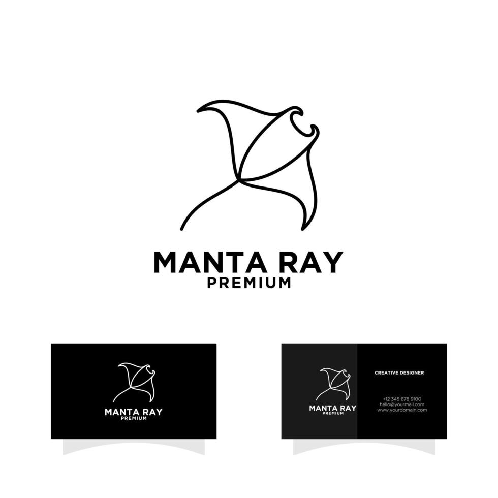 logotipo de linha preta manta ray premium vetor