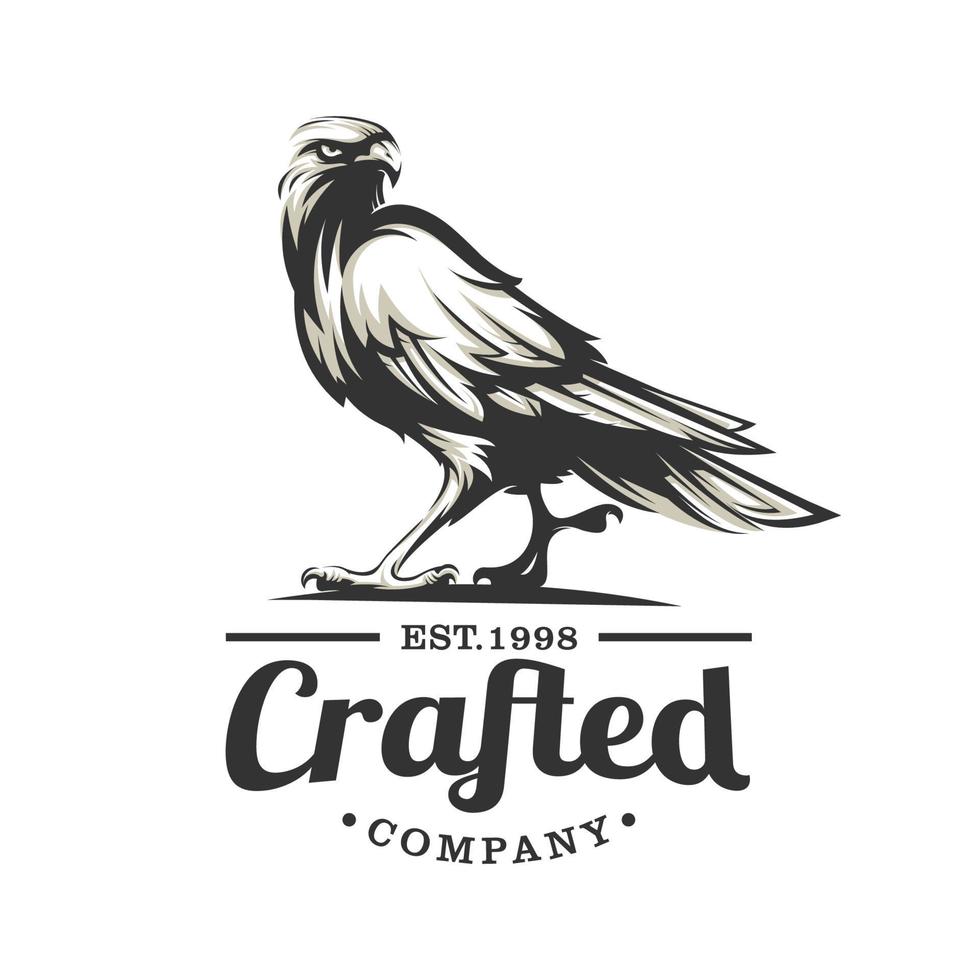 inspiração de design de logotipo de águia ou falcão falcão. ilustração vetorial com o estilo de logotipo vintage vetor