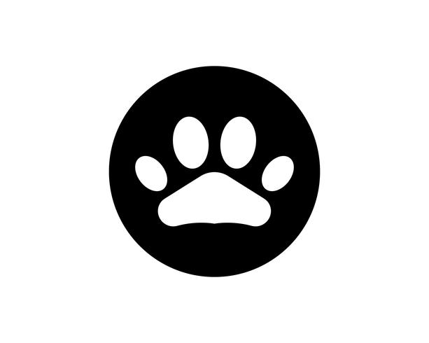 Logotipo de animal de estimação de cão de impressão de pé e símbolos vetor