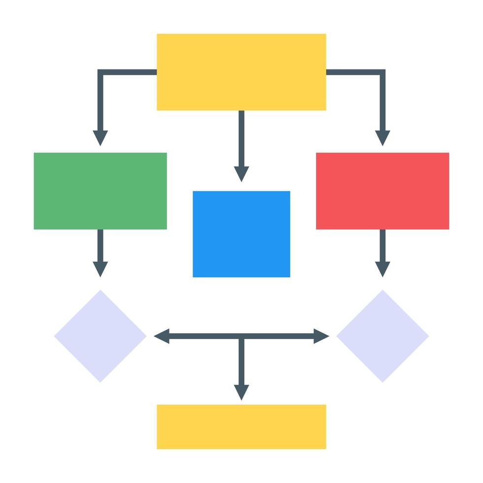 um ícone moderno de infográfico de fluxograma em design plano vetor