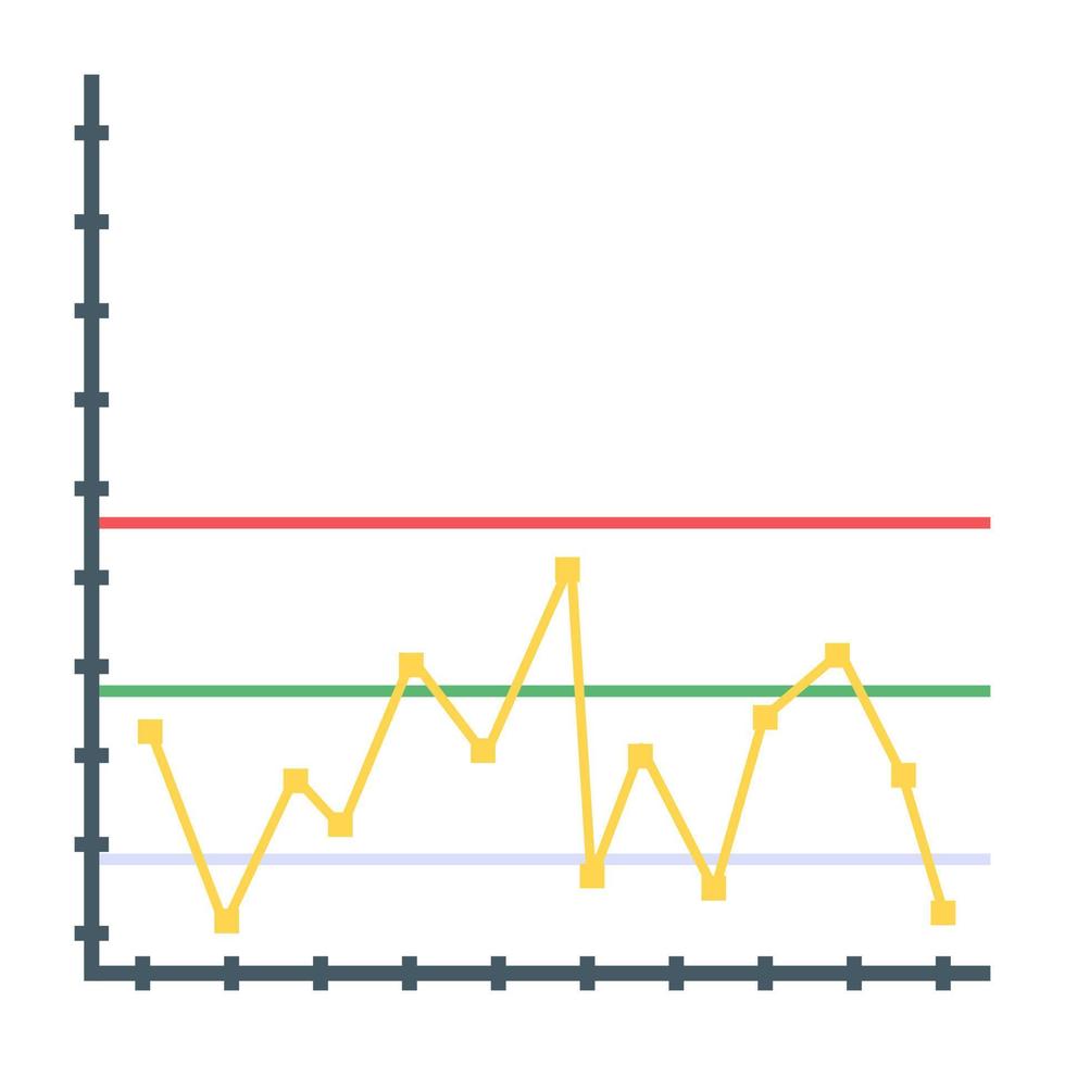 ícone plano de gráfico de linhas, conceito de relatório financeiro vetor