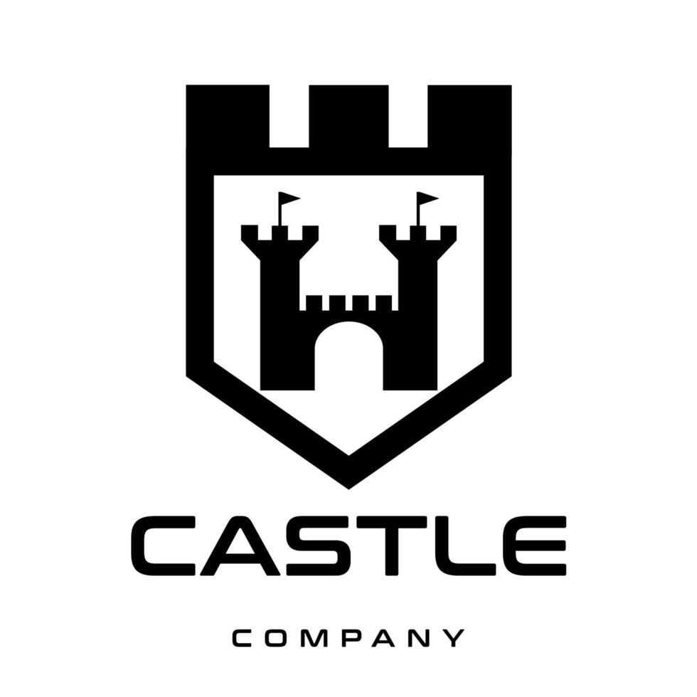 castelo logo.icon modelo de design preto vetor